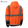 En gros ANSI Class 3 Haute Visibilité Zipper Veste Deux Tons Bas Noir Sweat À Capuche Sécurité Orange